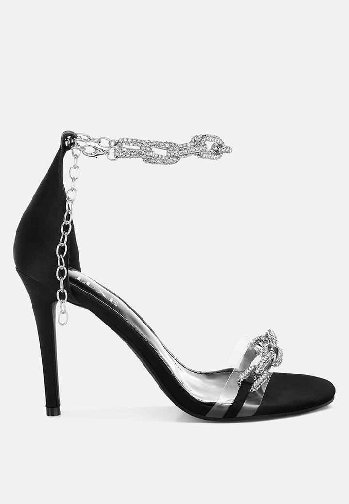 women rhinestones chain stiletto sandals#color_black