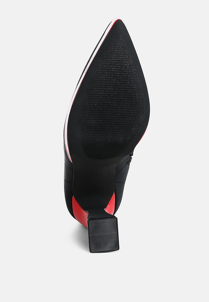 women contrasting platform detail sock boots#color_black-red