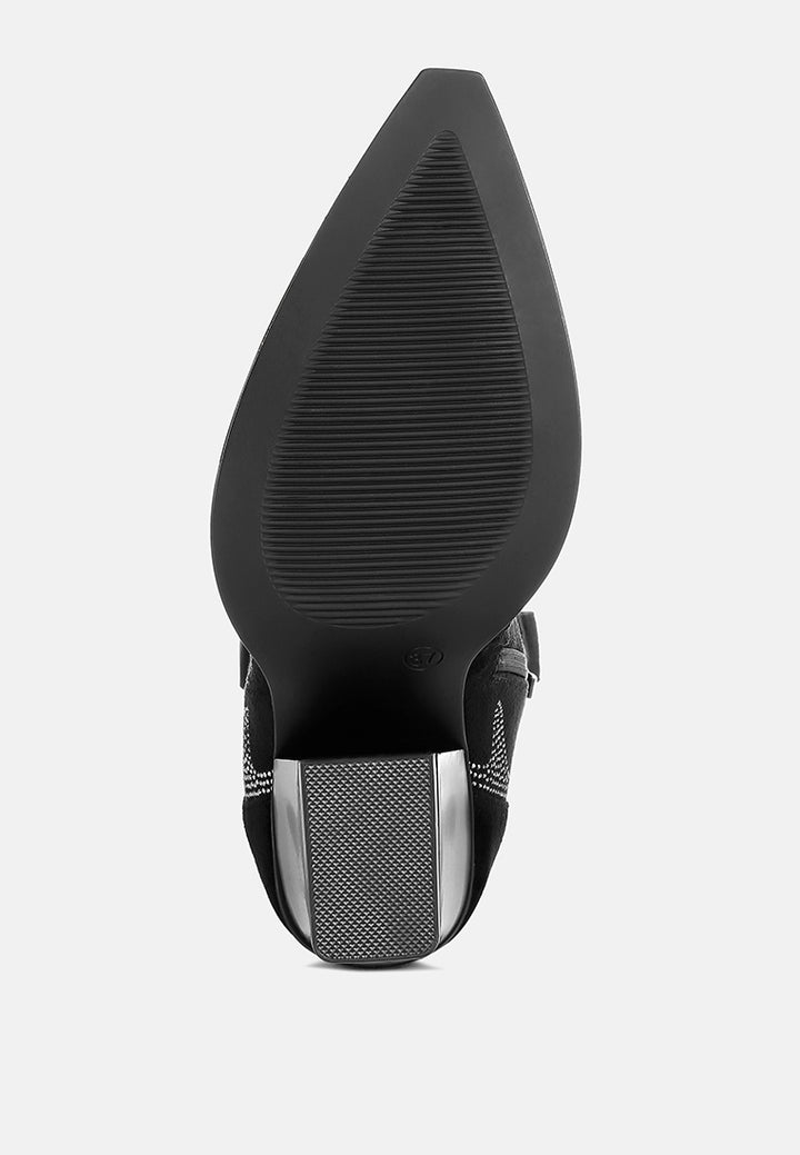 women embellished rhinestones calf boots#color_black