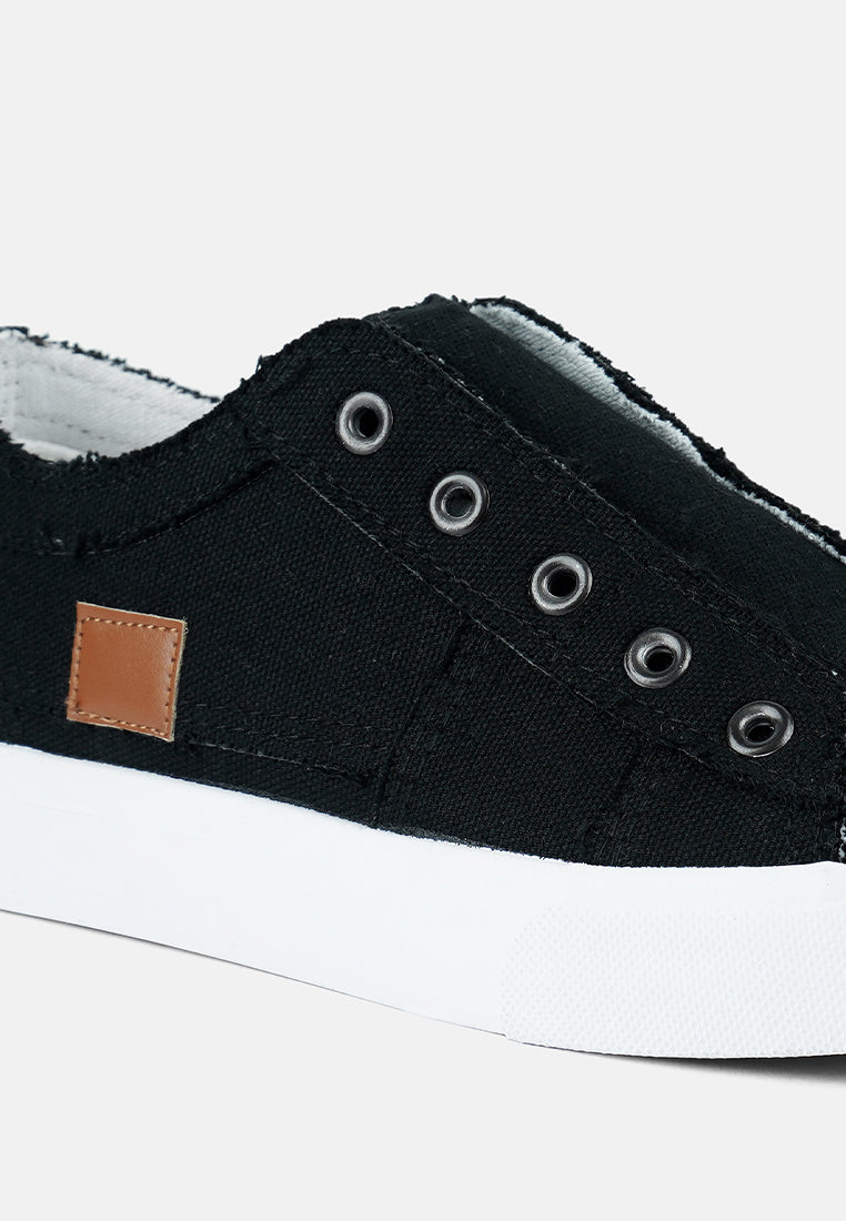 Women Raw Trim Solid Canvas Sneakers