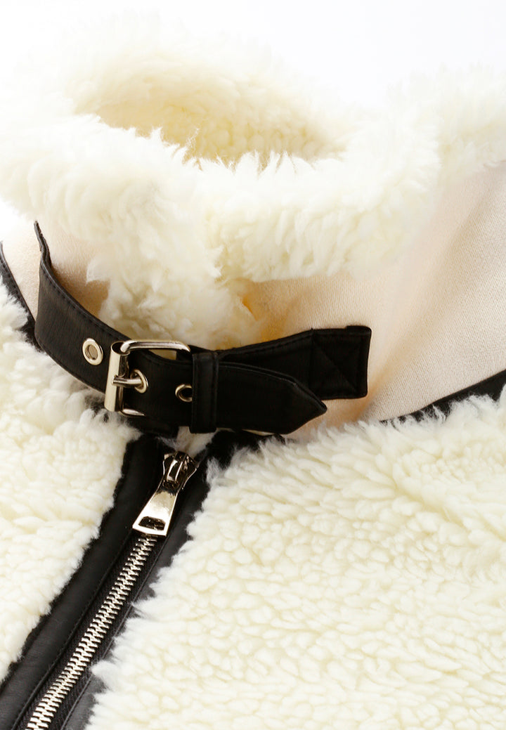 Women Faux Shearling Aviator Jacket