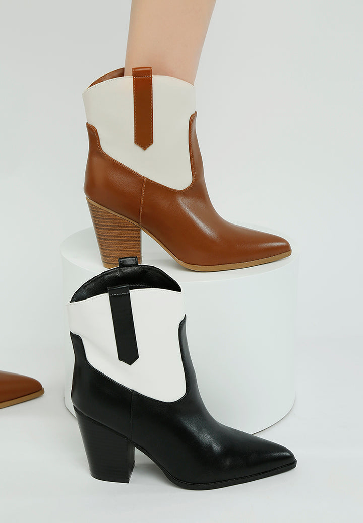 women two tone cowboy boots#color_black