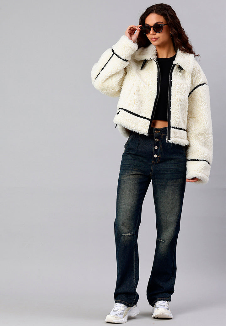 Women Faux Shearling Aviator Jacket
