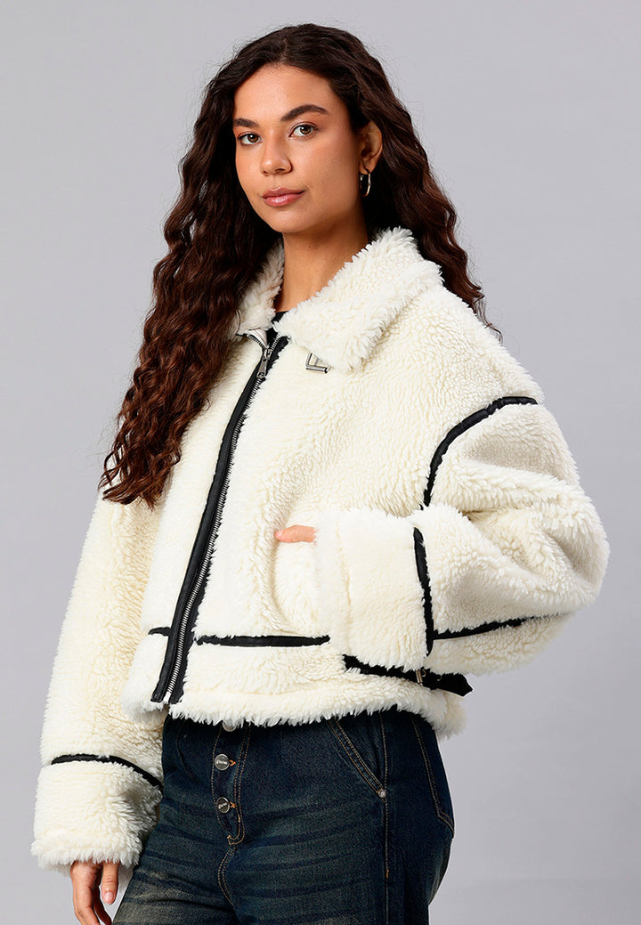 Women Faux Shearling Aviator Jacket