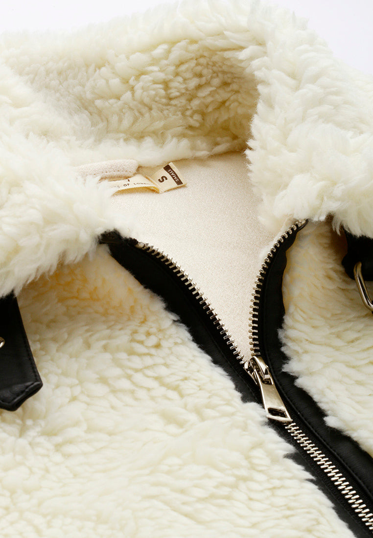 Women Faux Shearling Aviator Jacket