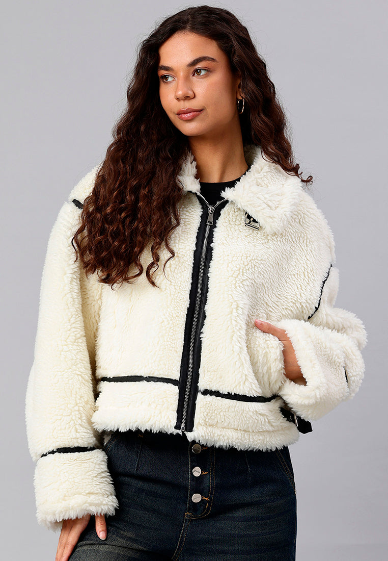 Women Faux Shearling Aviator Jacket