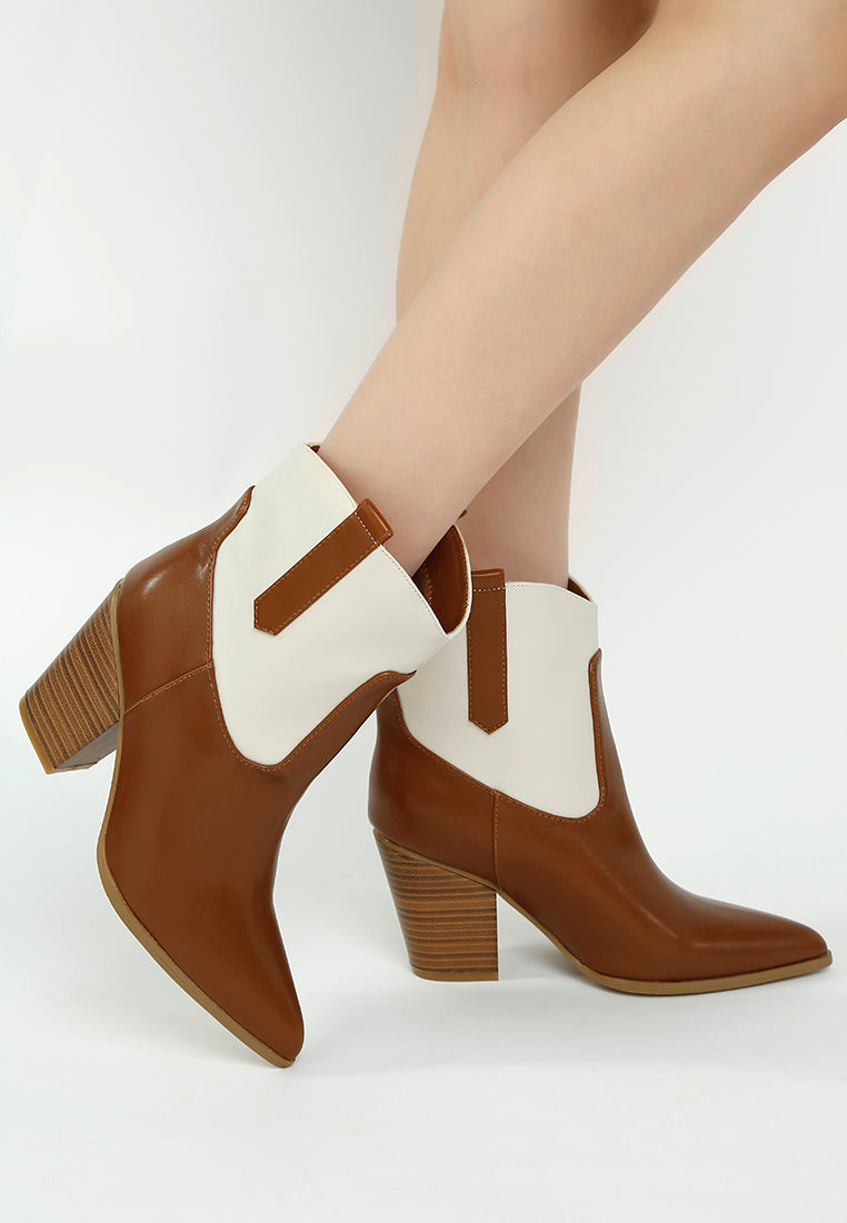 women two tone cowboy boots#color_tan