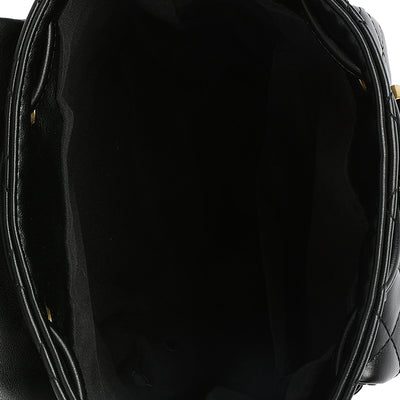 faux leather bucket backpack#color_black