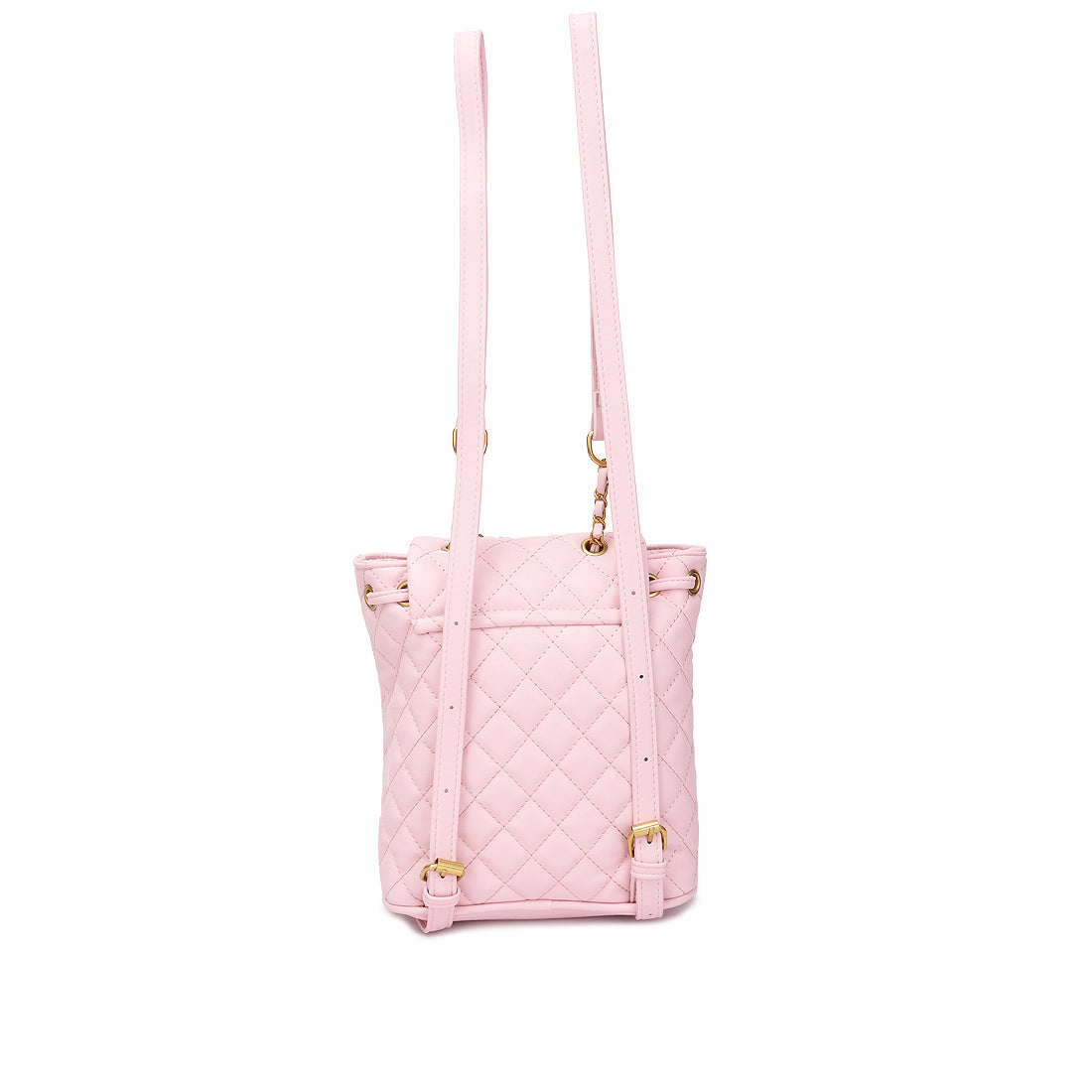 faux leather bucket backpack#color_pink
