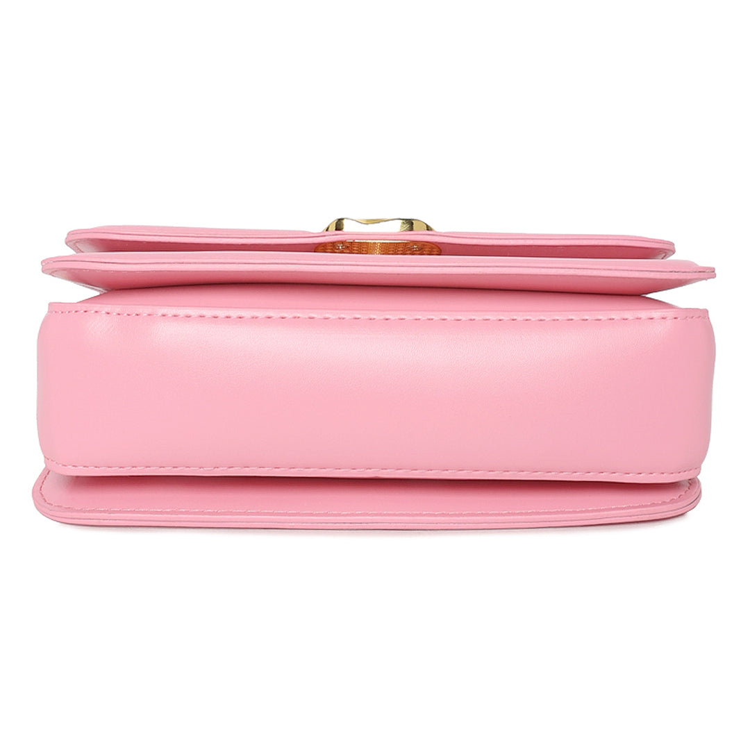 classic gold buckle sling bag#color_pink