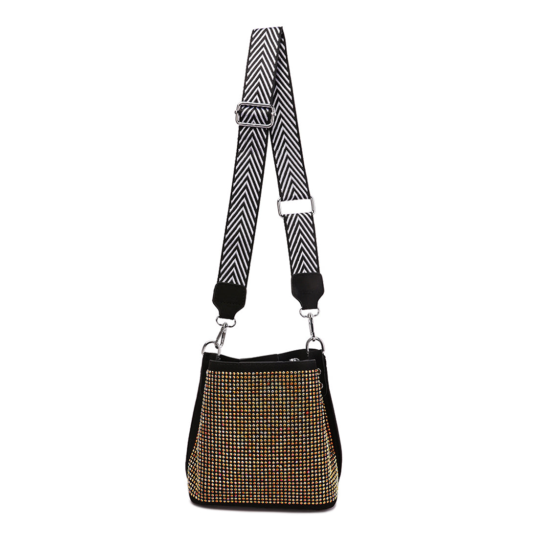 rhinestone embellished crossbody sling bag#color_multi