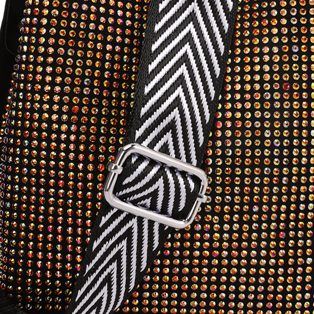 rhinestone embellished crossbody sling bag#color_multi