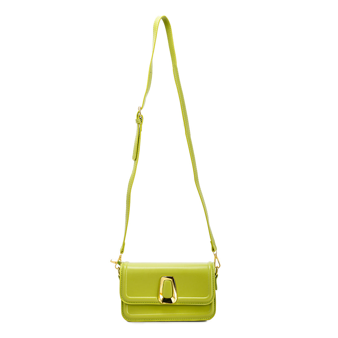 classic gold buckle sling bag#color_green