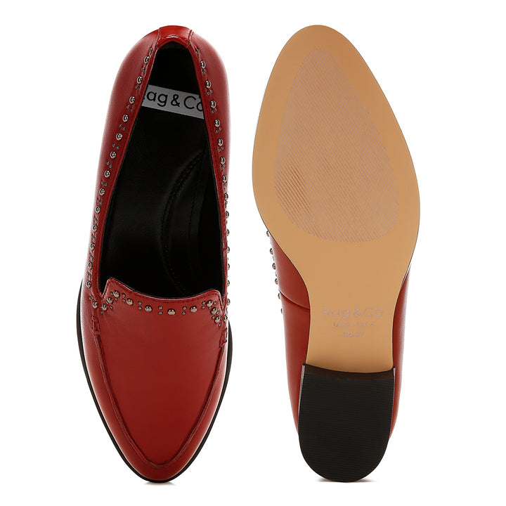 delicate stud detail leather loafers
#color_burgdy