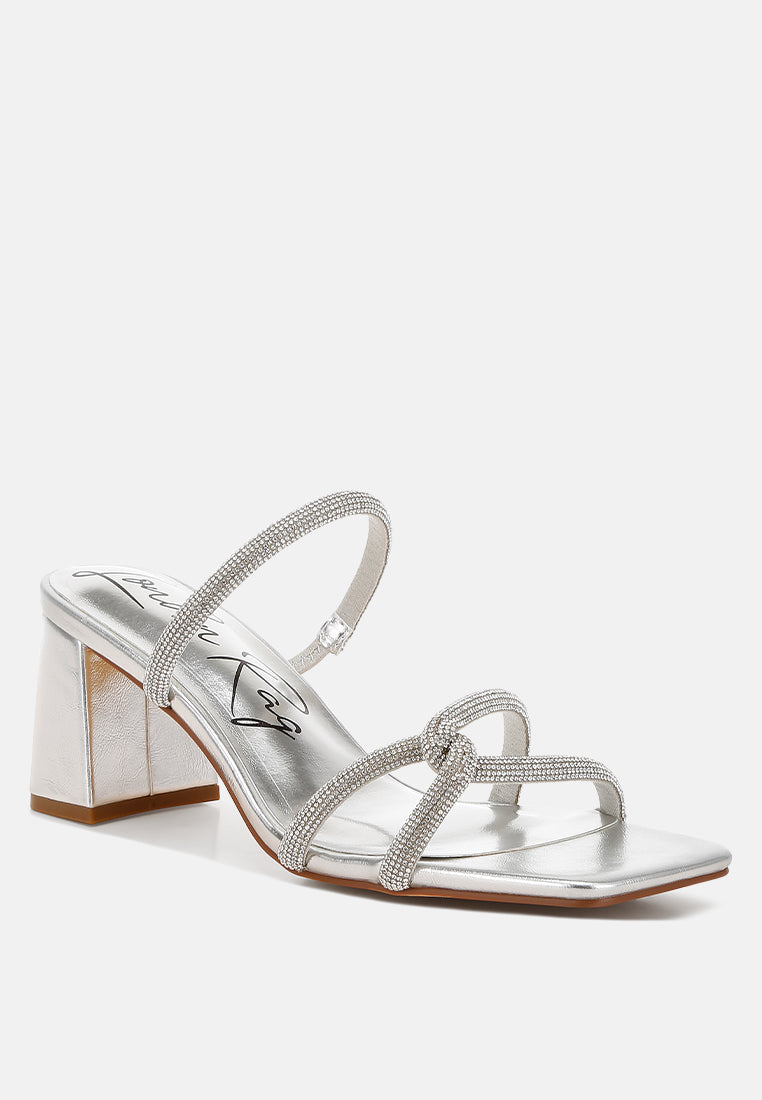 women rhinestone block heel sandals#color_silver