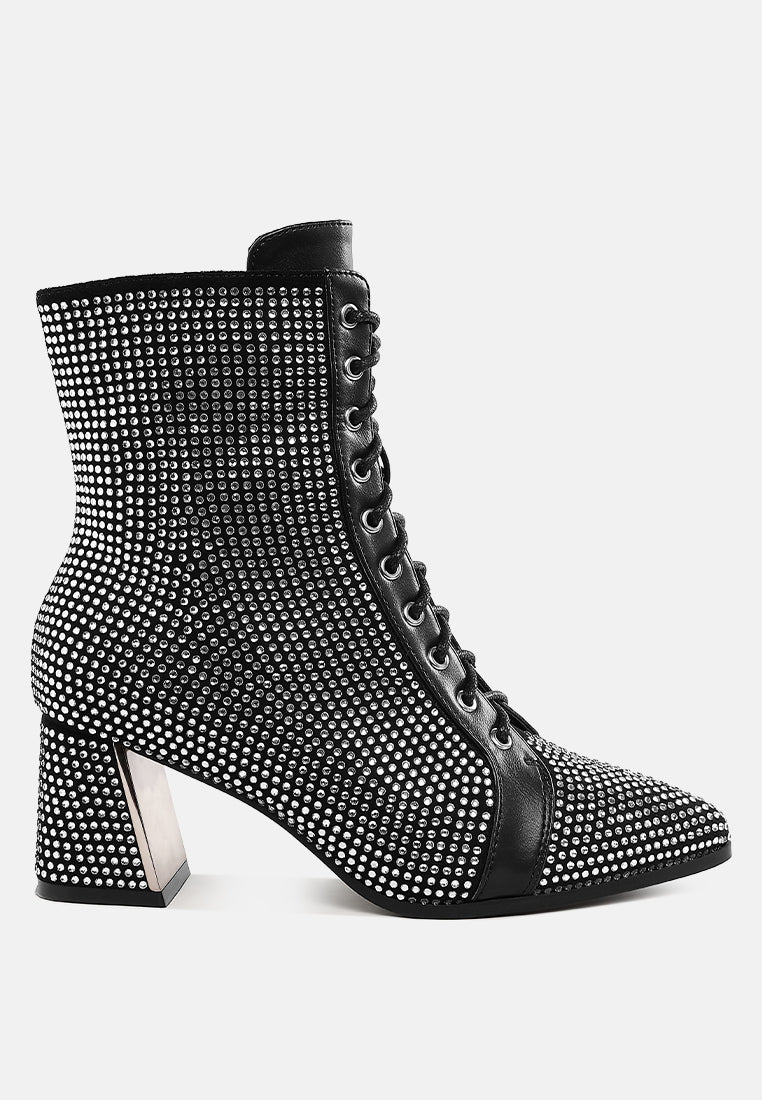 women rhinestone embellished ankle boots#color_black