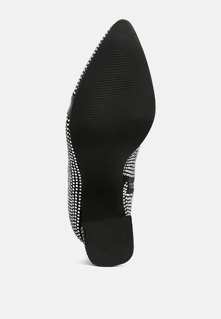 women rhinestone embellished ankle boots#color_black