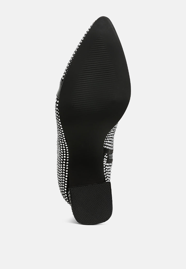women rhinestone embellished ankle boots#color_black