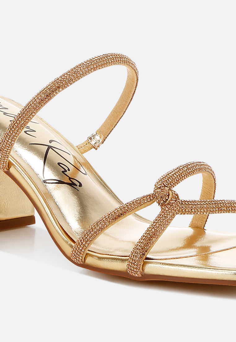 women rhinestone block heel sandals#color_gold
