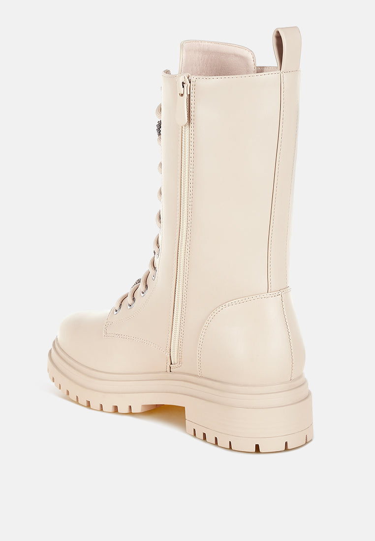 women rhinestone jewelled chunky boots#color_beige