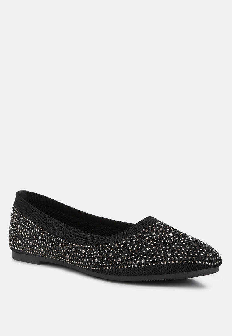 splash rhinestones embellished ballet flats#color_black