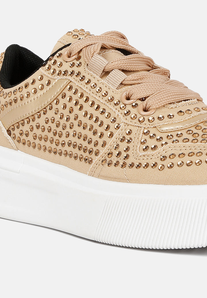 women embellished chunky sole sneakers#color_beige