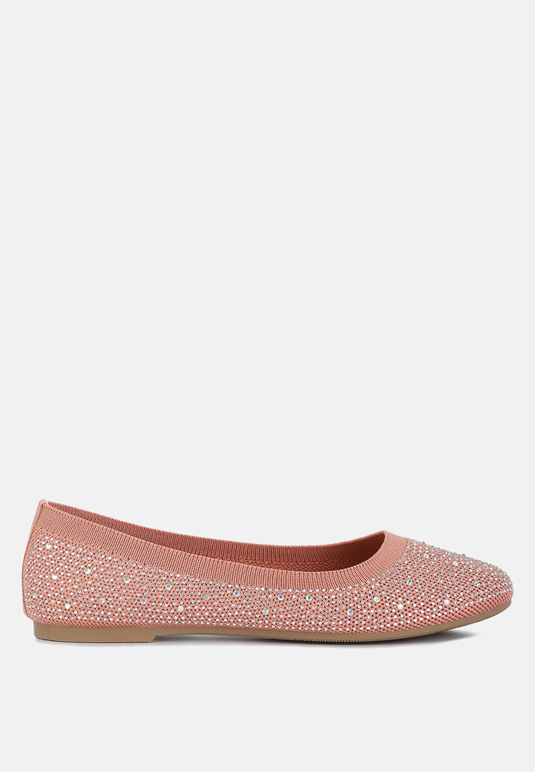 women rhinestones embellished ballet flats#color_pink