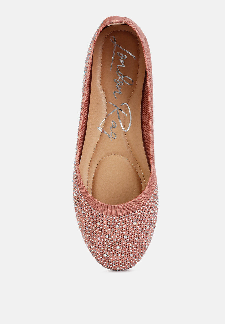 women rhinestones embellished ballet flats#color_pink