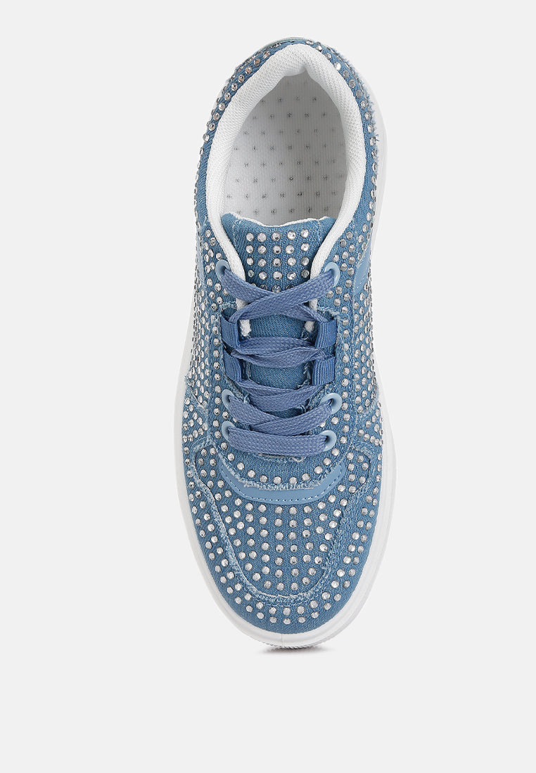 women embellished chunky sole sneakers#color_light-blue