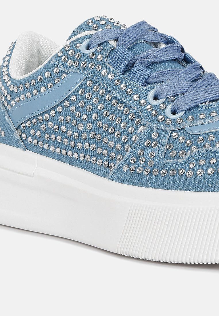 women embellished chunky sole sneakers#color_light-blue