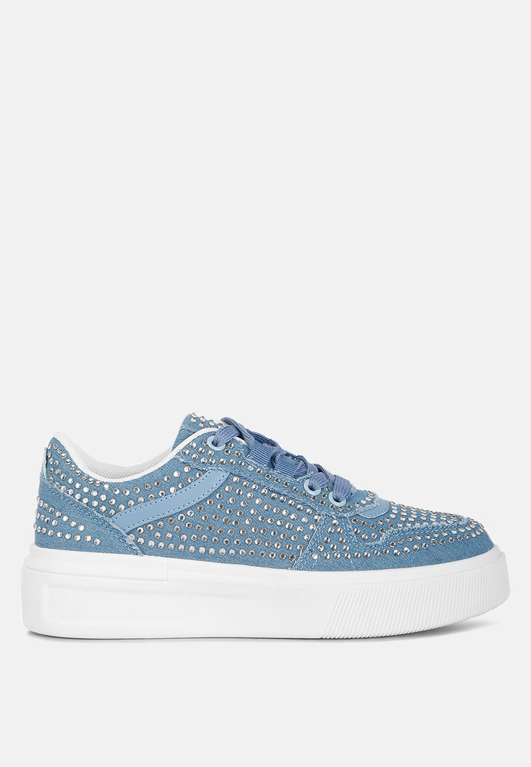 women embellished chunky sole sneakers#color_light-blue