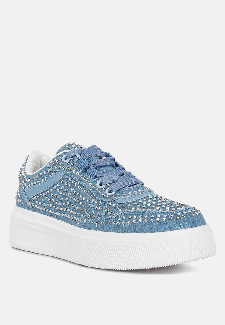 women embellished chunky sole sneakers#color_light-blue
