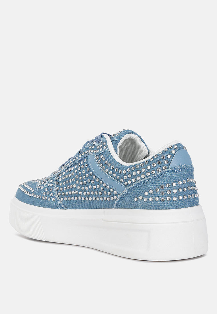 women embellished chunky sole sneakers#color_light-blue