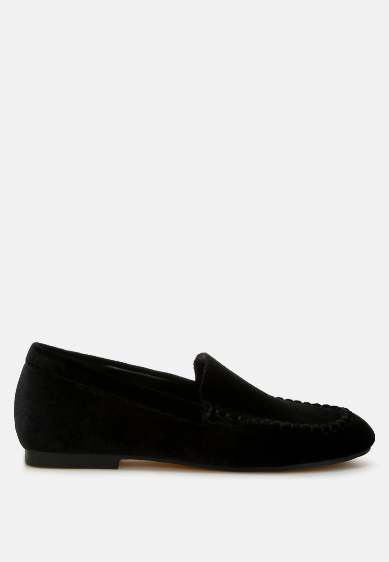 women velvet flat loafers#color_black