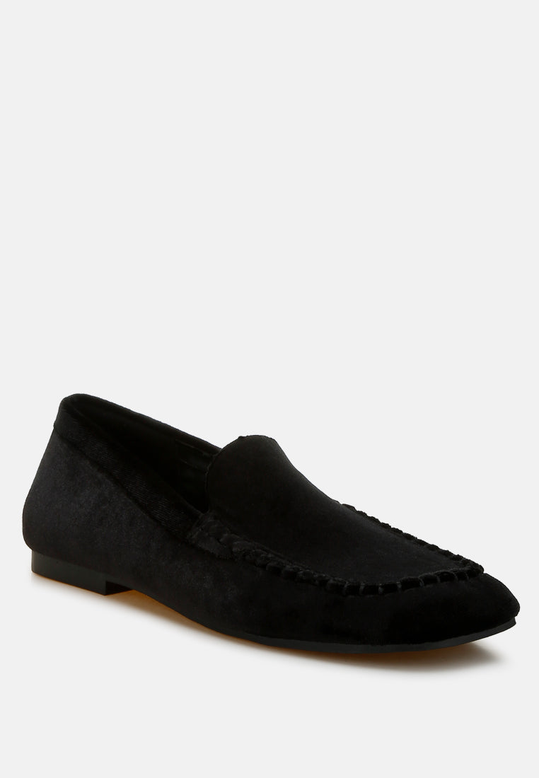 women velvet flat loafers#color_black