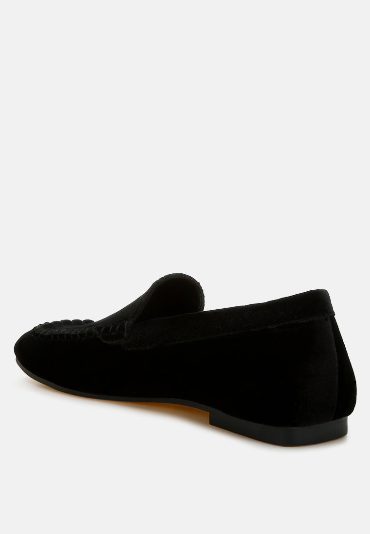 women velvet flat loafers#color_black