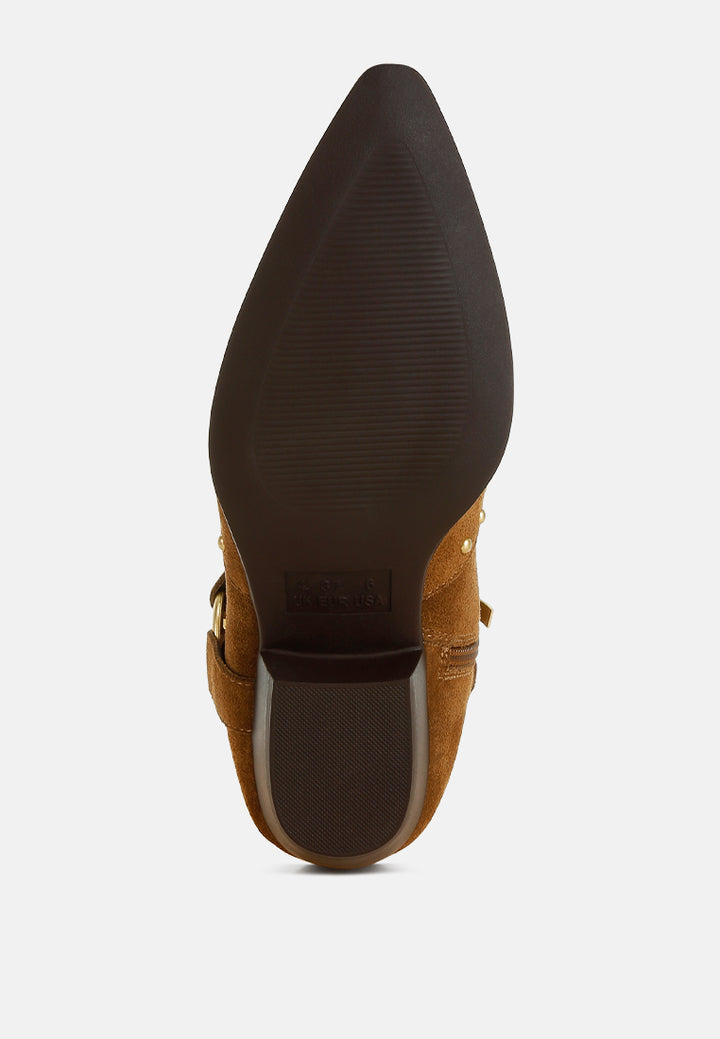 rag & co women studded real suede leather ankle boots#color_taupe