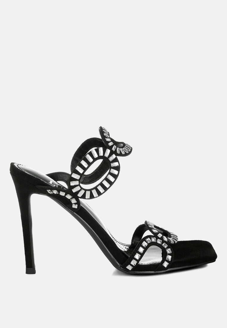 women cut out detail stiletto heel sandals#color_black