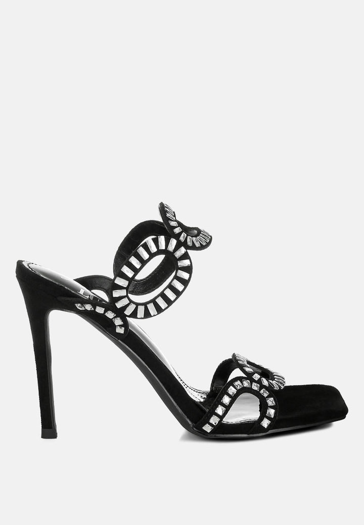 women cut out detail stiletto heel sandals#color_black