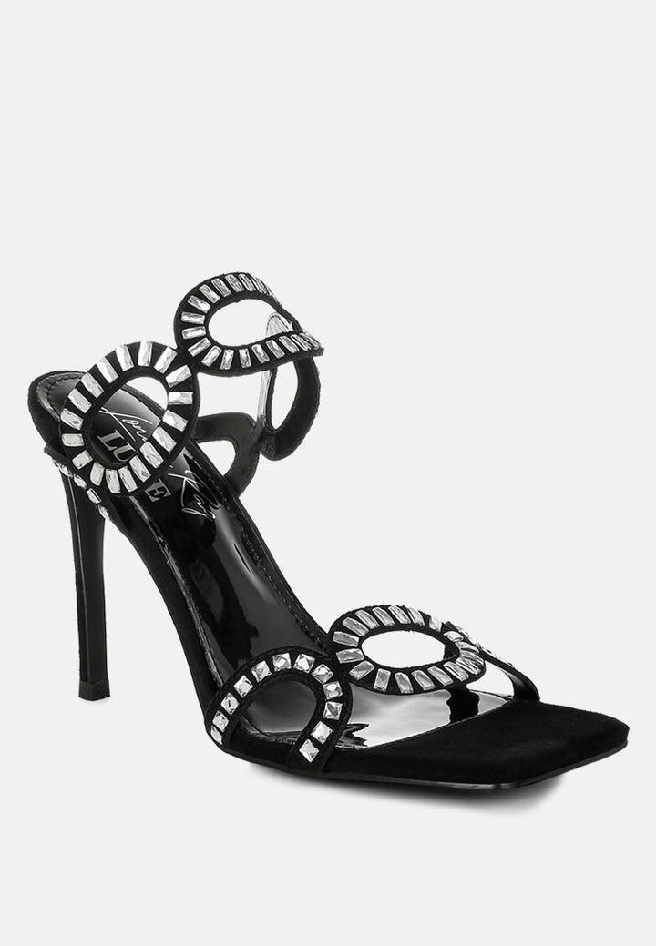 women cut out detail stiletto heel sandals#color_black