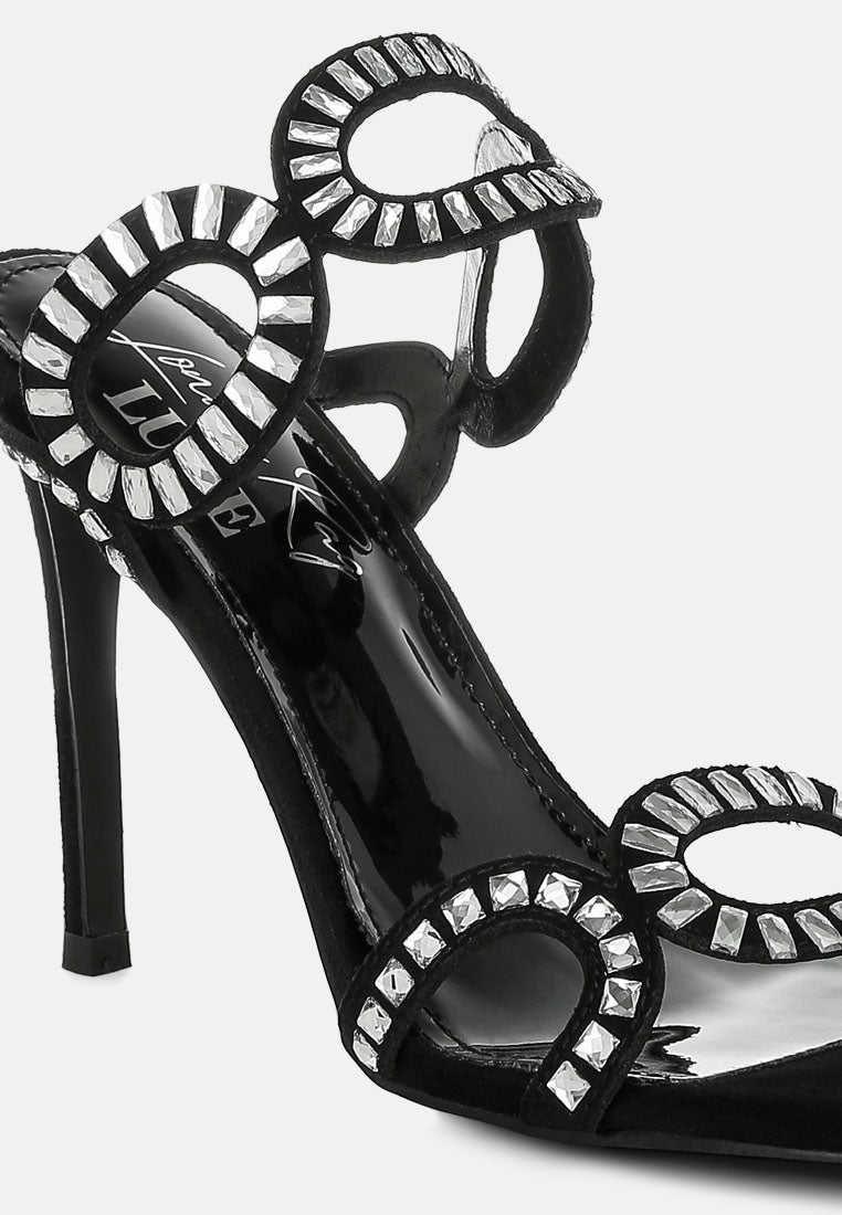 women cut out detail stiletto heel sandals#color_black