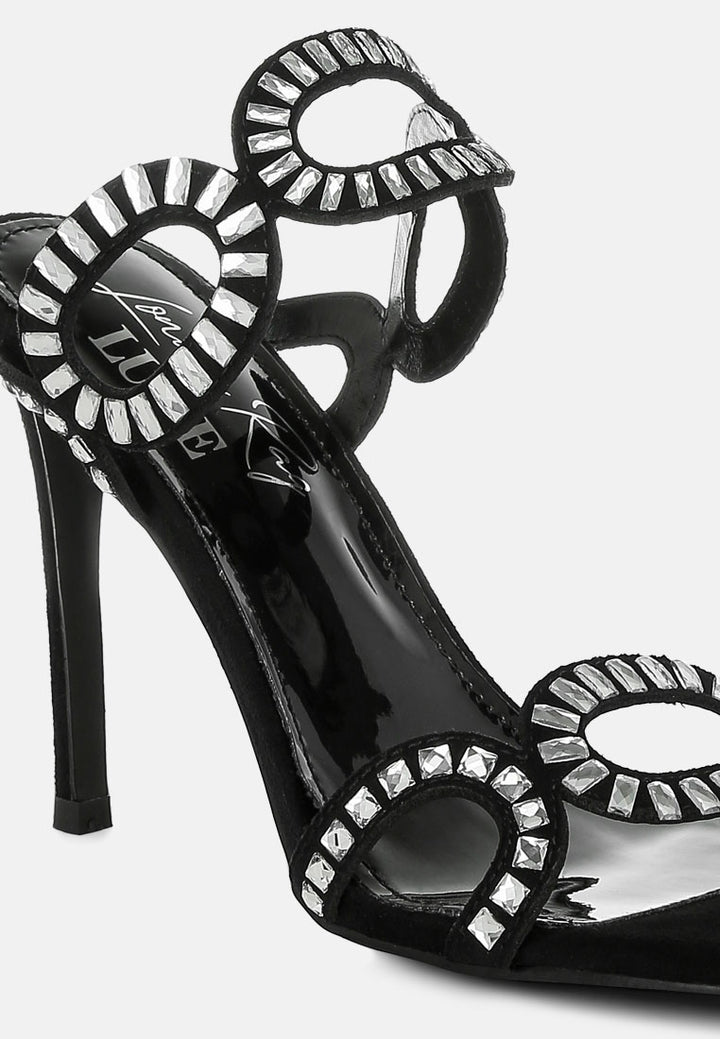 women cut out detail stiletto heel sandals#color_black