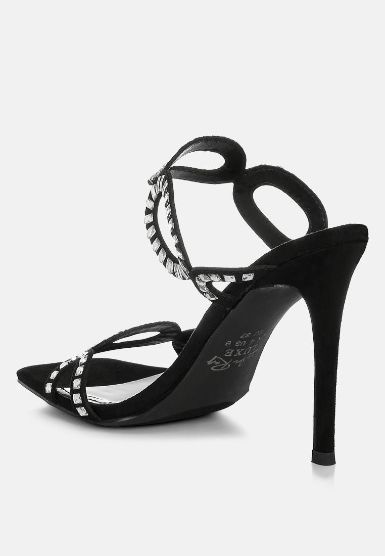 women cut out detail stiletto heel sandals#color_black