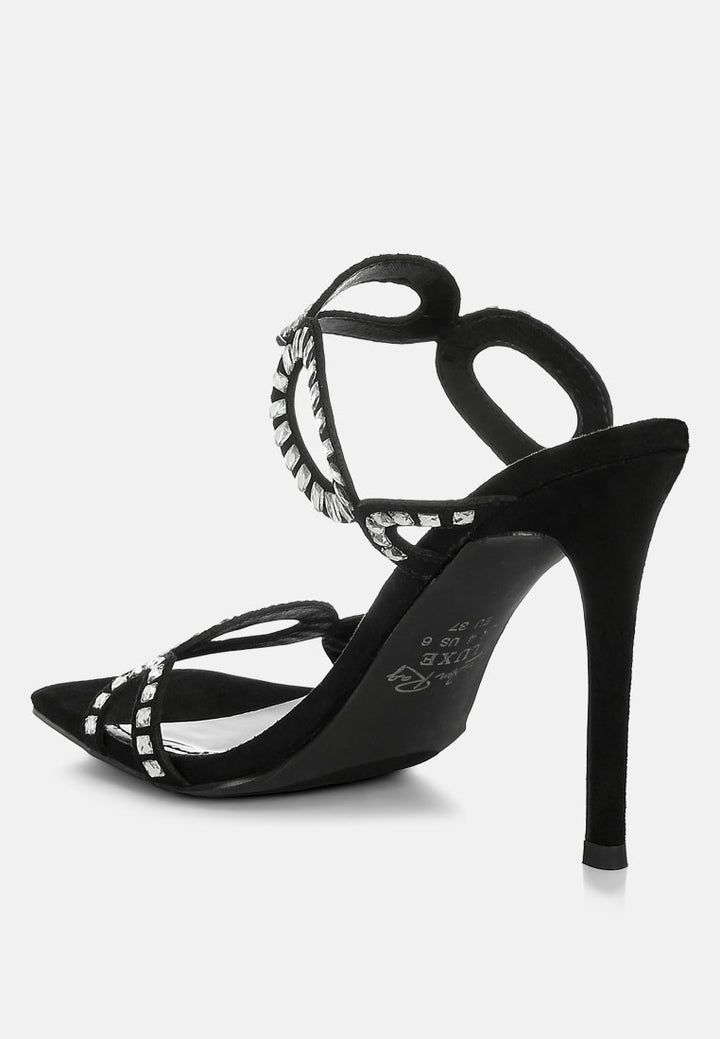women cut out detail stiletto heel sandals#color_black