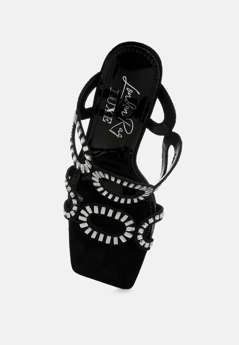 women cut out detail stiletto heel sandals#color_black