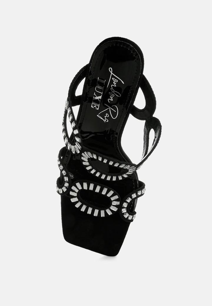 women cut out detail stiletto heel sandals#color_black