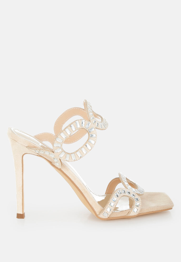 women cut out detail stiletto heel sandals#color_beige