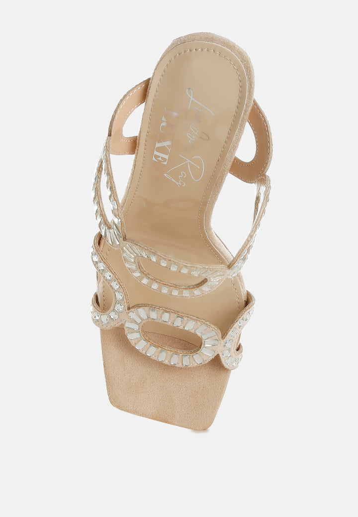 women cut out detail stiletto heel sandals#color_beige