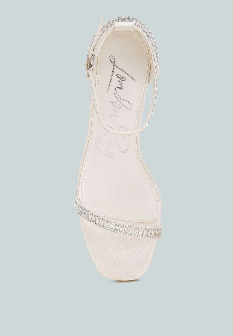 women rhinestones embellished block heel sandals#color_white