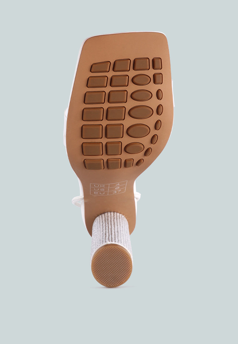 women lace up diamante high heel sandal#color_white